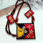 Beautiful Handcrafted Necklaces with Earrings Designed with Cloth and Fabric Work