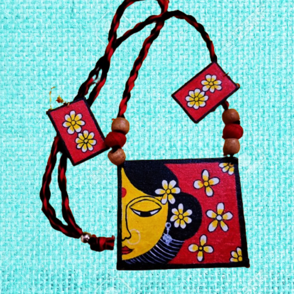 Beautiful Handcrafted Necklaces with Earrings Designed with Cloth and Fabric Work1