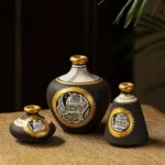 Terracotta Vases for Home Decor Flower Vase for Living Room (Set of 3, 13.4 cm x 13.4 cm x 14.9 cm) | Decorative Terracotta Flower Vases for Home Decoration Items Vases for Dining Table
