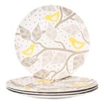 Earthism Eco-Friendly Bamboo Fibre Dinner Plates 11"- Pack of 4 (Life, White Grey)