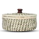 Handmade Sabai Grass Box For Roti/Chapati/Paratha/Dry Fruits | Kitchen Decor Cum Utility (Green, Round)