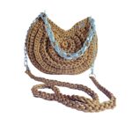 Crochet clutch Sapphire round bag semicircle circle handcraft handmade ladies purse party accessories stylish gift idea unique