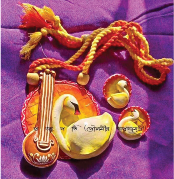 Handcrafted Clay Saraswati Theme Jewelry Set – Ethnic Elegance
