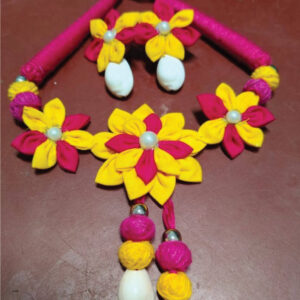Handmade Fabric Floral Jewelry Set – Vibrant Ethnic Elegance