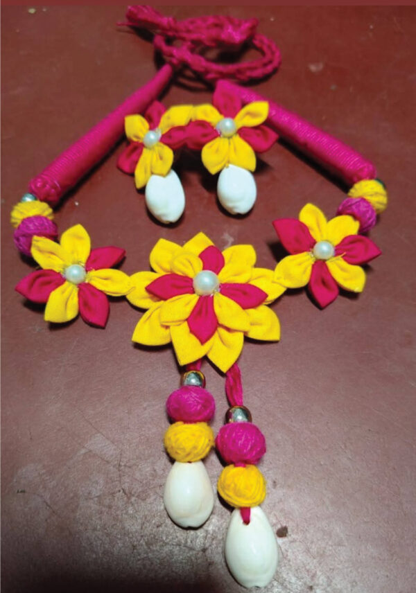 Handmade Fabric Floral Jewelry Set – Vibrant Ethnic Elegance