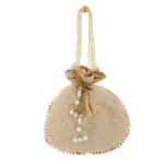 Ethnic Clutch Silk Potli Batwa Pouch Bag with Beadwork Gift For Women (Gold) - CTKTC23090