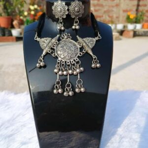 Antique Oxidized Silver Tribal Choker Set – Bold & Bohemian