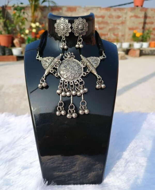 Antique Oxidized Silver Tribal Choker Set – Bold & Bohemian
