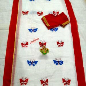Saraswati Puja Special Saree for Babies - White