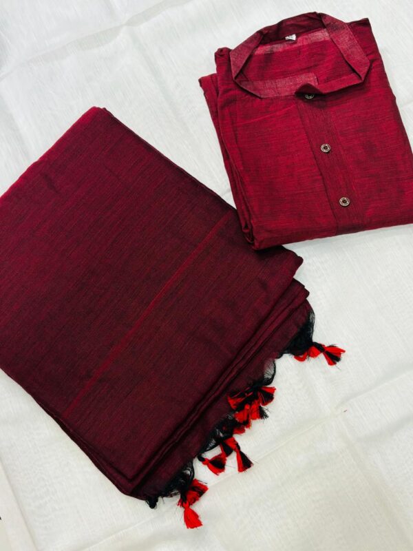 Traditional Handwoven Couple Set-Reddish Brown